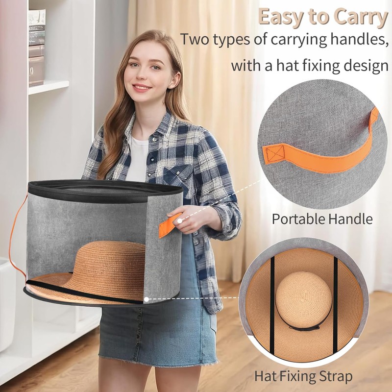 kushon Oversized Clear Hat Storage Box for Women, Cowboy Hat