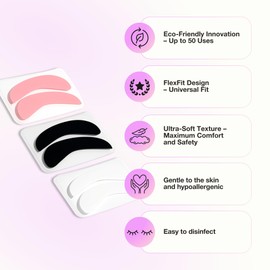 Curacoro Reusable Eye Pads, Silicone Under Eye Patches Lash Lift Cover Eyelash Extension | Soft Pads for Sensitive Skin during Eyelash Perm Lamination & Lash Extensions Remover (White, Style 1)