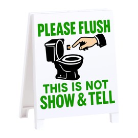 EXUBERIUM Please Flush This Is Not A Show And Tell Bathroom Decor Funny Bathroom Reminder Decoration Humorous Sign for Home Toilet Restroom Gag Fun Gift for Coworkers Friends White Elephant Gift