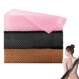 Pack of 3 African Mesh Sponge, Exfoliating Sponge, African Long Mesh, Bathing for Men and Women (Black, Pink, Coffee)