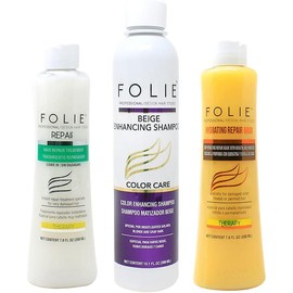 Kit Matizador: Shampoo Matizador, Mascarilla Y Reparador Folie Profesional