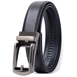 BEEL Men's Veil Belt, Cowhide Leather, Auto Lock Belt, Gentleman's, No Holes, Large Size, Business Suit, Casual, black b