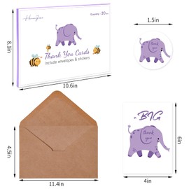 Funny Thank You Cards with Envelopes & Stickers, 4×6 in Cute Animal Pun Cards Assorted Blank Greeting Cards, Boxed Bulk Note Cards for Friends Teachers Business Coworker Employee Appreciation 20Pcs