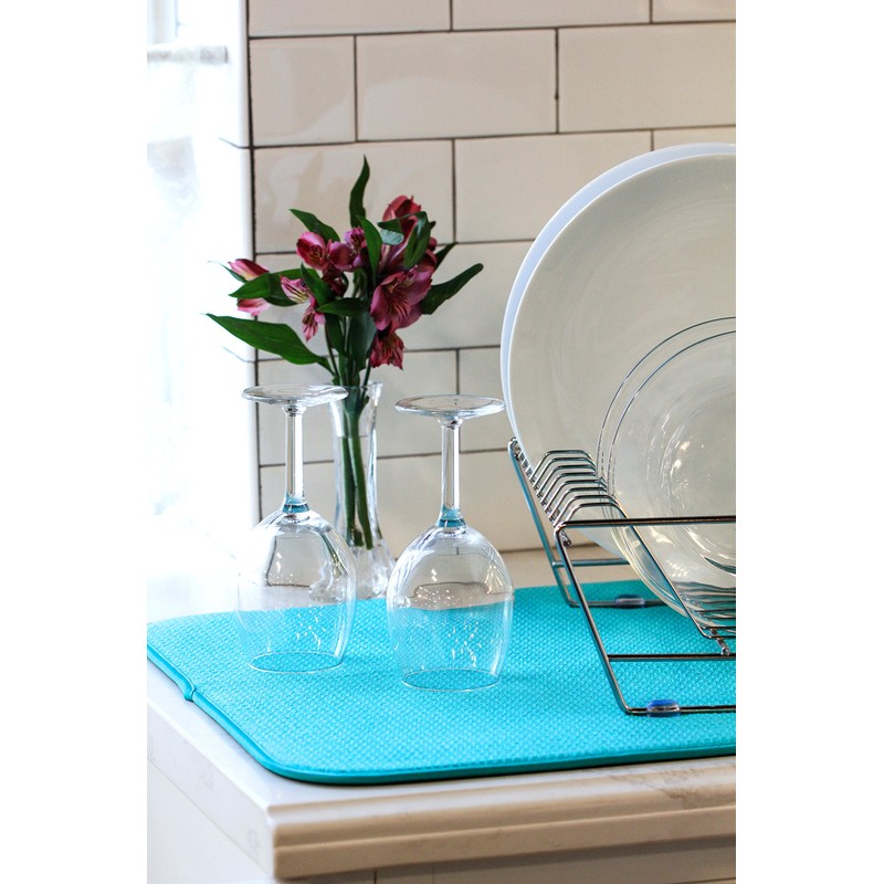 T & S STS Dish Drying Mat, Teal