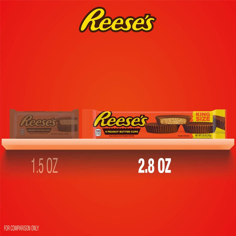 REESE'S Milk Chocolate King Size Peanut Butter Cups, Candy Packs,