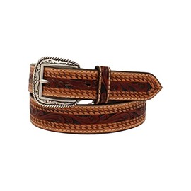 ARIAT Western Belt Men Zig Zag Floral Tooled Removable Buckle A1039108, Tan, 34