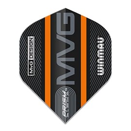 WINMAU Prism Alpha Michael Van Gerwen MvG Black and Orange Logo Stripe Extra Thick Dart Flights - 1 Set Per Pack (Total 3 Flights)