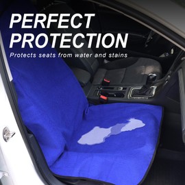 Zinytrae Sweat Towel Car Seat Cover Protector Front Seats for Gym Workout, Running, Swimming, Beach and Hiking, Waterproof Universal Seat Cover for Car, Truck, Van & SUV (Blue, 1pcs Front Seat)