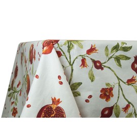 BIANCHERIAWEB Pomegranate Tablecloth for Kitchen and Living Room - Made in Italy - 100% Cotton - 140 x 140 cm