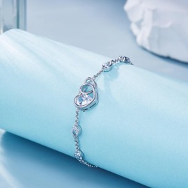 LOVANS Adjustable Bracelet Women's 925 Sterling Silver Heart Chains Bracelets Pear Shape Cubic Zirconia Jewellery Made of Sterling Silver Bracelet for Women, Sterling Silver