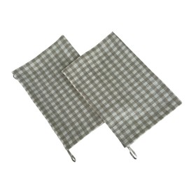 Eight Owls Stonewashed Linen Kitchen Dish Towels – 50 x 68 cm – 100% Pure Linen Tea Towel/Hand Towel - set of 2 (Natural Check)