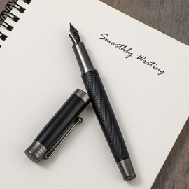 TIESOME Luxury Fountain Pen Set, Metal Fountain Pen with 6 2.6mm Ink Cartridges Smooth Writing Calligraphy Pens for Journaling Gift Office Business (0.5mm fine point)