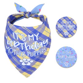 Gofshy Dog Birthday Bandana Reversible Multi Size Offered for Dog Birthday Boy, Dog Birthday Party Supplies for Small Medium Large X-Large Pets Cats