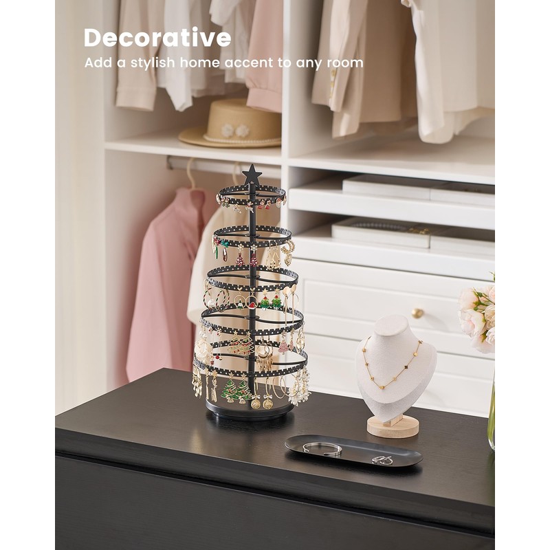 Lolalet Rotating Earring Stand, 5 Tiers, Accessory Storage, Display, Jewelry
