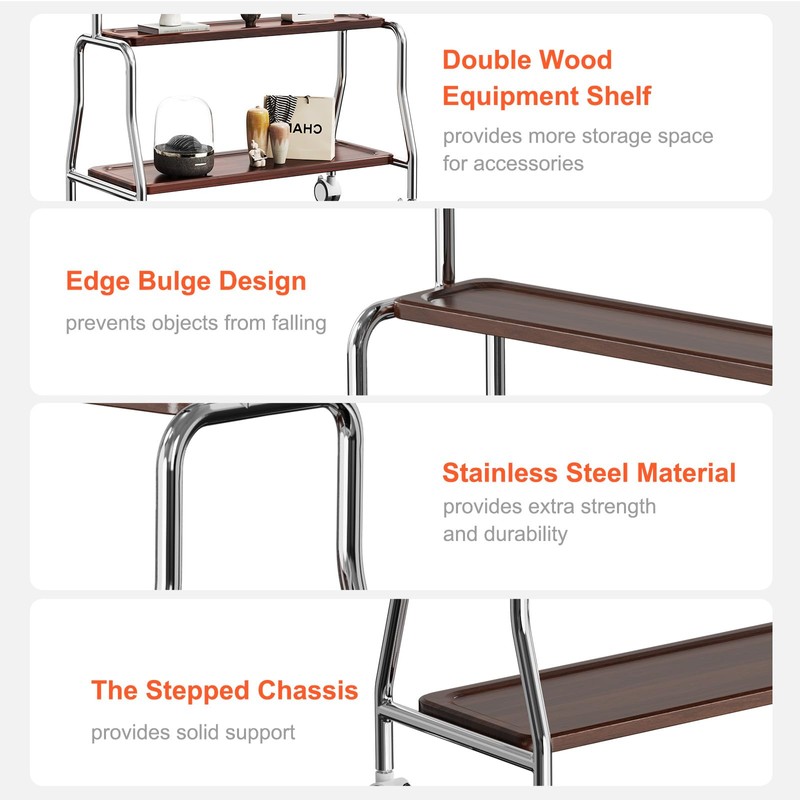 Easel Rolling TV Stand for 32-75" TVs, Stainless Steel TV