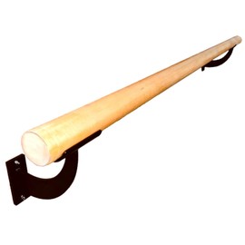 Ballet Barre One Solid Bar Premium 5 FT Long 2.0” Diameter For Kids and Adults Home or Studio, Includes Open Brackets Wall Mounted Set Black, Wood Ballet Bar Dance Bar, Stretch Bar, Dancing/Stretching