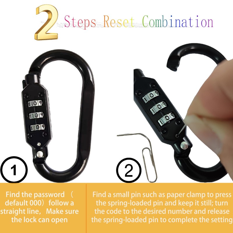 MyyYiTar Large 3 Inch Carabiner with Built-in 3-Digit Combination Lock