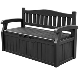 Devoko 80 Gallon Storage Bench Deck Box Lockable for Patio Furniture, Garden Decor and Outdoor Seating for Cushions, Garden Tools and Pool Supplies (Black)