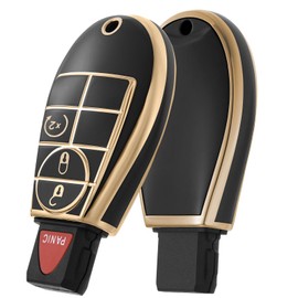 ELOHEI Key Fob Cover for Dodge, Premium Soft Full Protection Key Fob Case for 2013-2021 Dodge Ram 1500 2013-2018 Dodge Ram 2500 3500 4500 5500 Accessories,4 Buttons (Black)