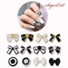 Neat Nail Art Black and White Ribbon Charms, 12 Types, 2 Pieces Each / 네일아트 깔끔 블랙 화이트 리본 파츠 12종 각2개입