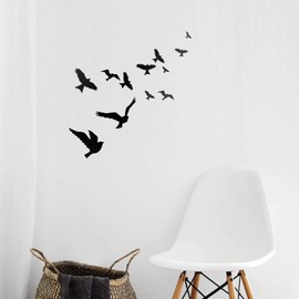 Vinyl Wall Art Decal - Flying Birds - 23" x 22" - Trendy Modern Charming Doves Feathers Daydream Home Bedroom Apartment Workplace Living Room Office Dorm Room Work Decorations (23" x 22", Black)
