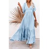 CHARTOU Women's Boho Ruffle Sleeve Flowy Maxi Dress Lace Up