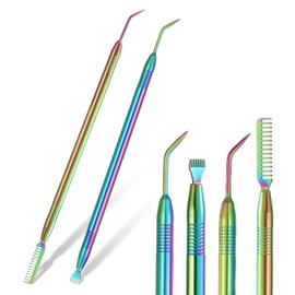 2 Pcs Eyelash Lift Tool Lash Separator with Comb Tint Tool Stainless Steel Metal Lash Perming Brush Lift Comb Perming and Tinting Supplies (Multicolor)