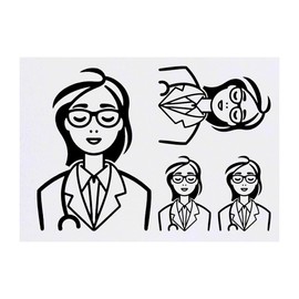 4 x 'Woman Doctor' Temporary Tattoos - Water Resistant, Skin-Safe, Non-Toxic Transfers, Mixed Sizes (TO00078412)