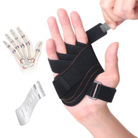 DrFinger Finger Ulnar Deviation Splint Brace, Finger Joint Deviation Orthopedic Corrector With Metal Bracket-Black-(Right-L)