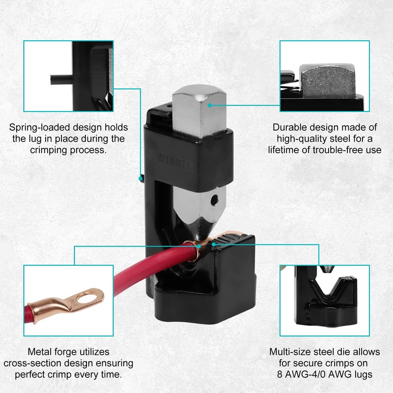 DEWINNER Hammer Lug Crimper Tool for Crimping Cables Wire Terminal