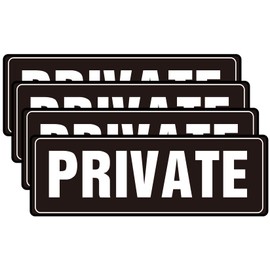 Private 9x3 Inch, Acrylic Sign for Business Office Waterproof Self-Adhesive Plastic Signage for Door Wall 4 Pack