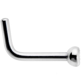 Body Candy 18G 6mm Womens G23 Titanium 2mm Clear Press Fit Micro Ball L Shaped Nose Ring Nose Stud 1/4"