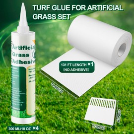 4 Packs Turf Glue for Artificial Grass, 131 FT x 12 Inches Turf Seam Tape (No Adhesive) Artificial Grass Adhesive with Scraper for Synthetic Surface