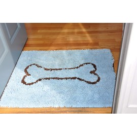 Soggy Doggy 26-Inch by 36-Inch Microfiber Chenille Doormat for Wet Dog Paws, Blue, Large