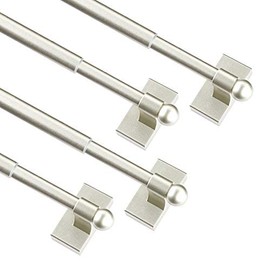 Magnetic Curtain Rods Multi-Use Adjustable Appliance Metal Doors Magnetic Rods, 9-16 Inch, 1/2 Inch Diameter, 4 Pack,Nickel
