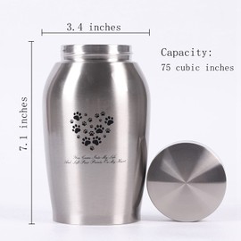 Youdear Memorials Stainlee Steel Pet Urns,Premium Urns for Dog and Cat Ashes,Paws Engraved Dog Urn for Ashes,Cat Creamtion Urn for Ashes,Pet Urn for Large Dog