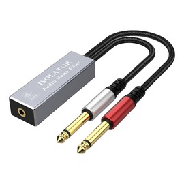 Audio Noise Filter Adapter:Dual 6.35mm 1/4" TRS Male to 3.5mm Female Ground Loop Isolator Audio Cable (Audio Cable 0.25 M)