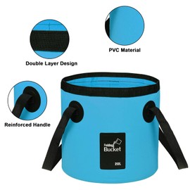 iGreely Folding Bucket - Foldable Camping Storage Container Collapsible Bucket 12L 15L 20L Portable Lightweight Pail for Camping Traveling Hiking Fishing Boating and Gardening (Blue(20L))