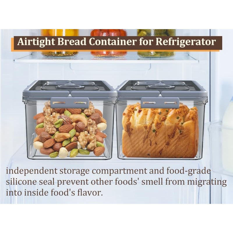 Bread Box with Digital Hygrometer,Bread Boxes with Lid and Handle,Time