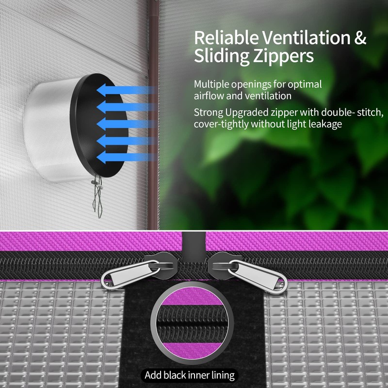 ATOUR 4x2 Grow Tent, 48"x24"x60''High Reflective Mylar 1680D Hydroponic Grow