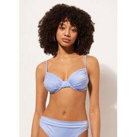 CALZEDONIA Woman's Balconette Swimsuit Top Shiny Satin in Light Blue, Size S