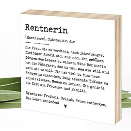 Wunderpixel® Holzbild Definition Rentnerin - personalisiert - 15x15x2cm zum Hinstellen/Aufhängen, Fotodruck mit Spruch auf Holz - schwarz-weißes Wand-Bild Aufsteller Zuhause Büro zur Deko Geschenk