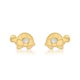 Carissima 9ct Yellow Gold Cubic Zirconia Set Tortoise Stud Earrings