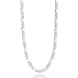 Miabella 925 Sterling Silver Italian 5mm Diamond-Cut Figaro Link Chain Necklace for Women Men, Made in Italy (18 Inches)