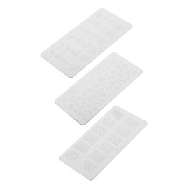 minkissy 3pcs Nail Art Printing Tools Nail Design Templates Art Stickers Nail Printing Board Nail Stamp Templates Nail Gems Tabs Lace Flower Image Plate Line Nail Applicator Stainless Steel