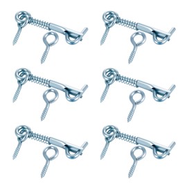 Safety Hook and Eye Latch, 6PCS Stainless Steel Spring Hook and Eye Safety Latch 2-inch Wire Gate Hooks and Eyes Locks for Family Farm Gate, Bathroom Doors, Barn Doors