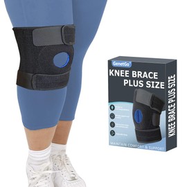 GenetGo Plus Size Knee Brace for Obese Women & Men - Adjustable Knee Support for Meniscus Tear, Arthritis Pain, Compression with Side Stabilizers (4XL/5XL/6XL)
