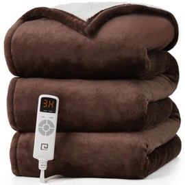 EHEYCIGA Heated Throw - Heating Blanket with 9 Levels & Auto Off, Soft Cozy Sherpa Washable Blanket, 50 x 60 Inches