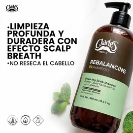 Charle's Shampoo Cabello Graso Rebalancing - Sin Sales y Parabenos - Limpieza Profunda y Refrescante - Ayuda a Reducir el Exceso de Sebo - Equilibrado