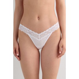 Intimissimi Woman's Lace and Microfiber ‘80s Style Brazilian in White, Size M